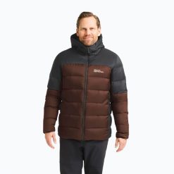 Kurtka puchowa męska Jack Wolfskin Nebelhorn Down Hoody. Brązowe kurtki męskie Jack Wolfskin, m, bez wzorów, z puchu, bez kaptura. Za 1,349.00 zł.