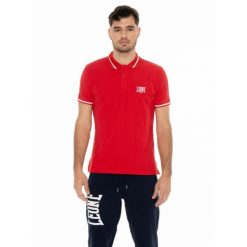 Koszulka polo na czas wolny na co dzień. Czerwone koszulki sportowe męskie LEONE 1947 APPAREL, m, bez wzorów, bez ramiączek, na fitness i siłownię. Za 131.35 zł.