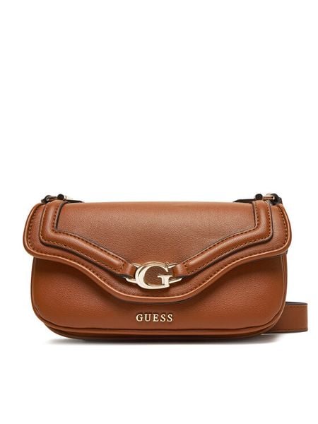 Guess Torebka Dea Mini HWBG79 93790 Brązowy. Brązowe listonoszki damskie Guess, z aplikacjami, ze skóry, bez dodatków. Za 439.99 zł.