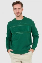 AERONAUTICA MILITARE Zielona bluza męska z aksamitnym logo. Zielone bluzy męskie Aeronautica Militare, l, bez wzorów, bez ramiączek, bez kaptura. W wyprzedaży za 299.99 zł.