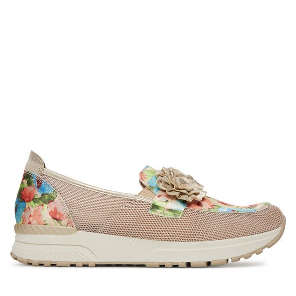 Półbuty Rieker. Czerwone półbuty damskie Rieker, bez wzorów, bez obcasa, na płaskiej podeszwie, bez zapięcia. Za 369.99 zł.