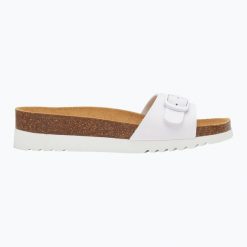 Klapki damskie Scholl Ginni Wide Med. Białe klapki damskie Scholl, bez wzorów, sportowe, bez obcasa, bez zapięcia. Za 219.99 zł.