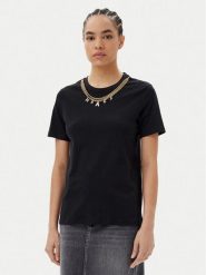 Silvian Heach T-Shirt GPP25098TS Czarny Regular Fit. Czarne t-shirty damskie Silvian Heach, xs, bez wzorów, z bawełny, bez kołnierzyka, bez ramiączek. Za 89.99 zł.