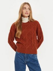 Wrangler Sweter 112356473 Brązowy Regular Fit. Brązowe swetry nierozpinane damskie Wrangler, xl, bez wzorów, z bawełny, bez kołnierzyka, bez ramiączek. Za 259.99 zł.