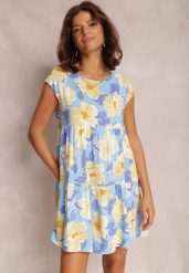 Niebieska Sukienka Predikel. Niebieskie sukienki damskie Renee, na imprezę, l, z aplikacjami, z materiału, bez kołnierzyka, bez ramiączek, mini, dopasowane. Za 39.99 zł.