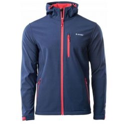 Kurtka męska Softshell Hi-Tec Caen - granatowo-pomarańczowa, Rozmiar L. Brązowe kurtki męskie Hi-tec, l, bez wzorów, z polaru, bez kaptura, trekkingowe. Za 184.99 zł.