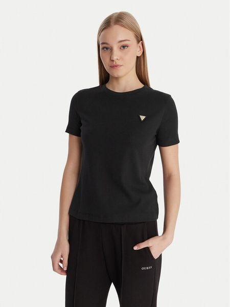 Guess T-Shirt V6RI17 KD741 Czarny Regular Fit. Czarne t-shirty damskie Guess, m, z aplikacjami, z bawełny, bez kołnierzyka, bez ramiączek. Za 179.99 zł.