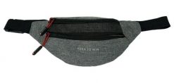 Czarno-Szara Sportowa Saszetka-Nerka, na Zamek, Dwie Komory, na Biodro, Regulowany Pasek, Pako Jeans. Szare saszetki i nerki męskie Pako Jeans, bez wzorów, z jeansu. Za 35.00 zł.