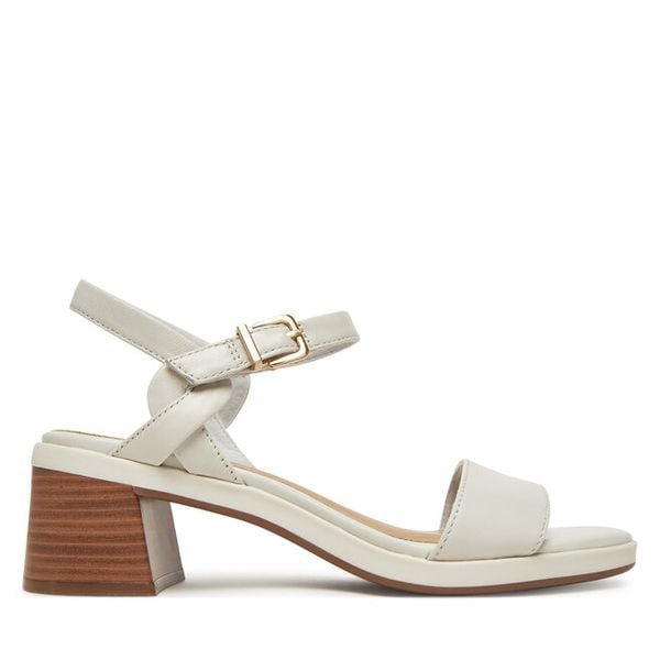 Sandały Clarks. Białe sandały damskie Clarks, bez wzorów, bez obcasa, na słupku, bez zapięcia. Za 289.99 zł.