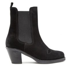 Botki Simple. Czarne botki damskie SIMPLE, bez wzorów, bez obcasa, na słupku, bez zapięcia. Za 479.99 zł.