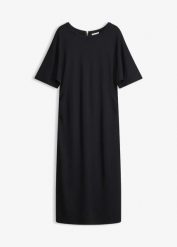 Sukienka midi z wygodnego materiału punto di roma. Czarne sukienki damskie bonprix, bez wzorów, bez kołnierzyka, bez ramiączek, maxi. Za 134.99 zł.