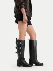 G-Star Raw Kozaki EO-GUNES-4772-25 Czarny. Czarne kozaki damskie G-Star, bez wzorów, ze skóry, bez obcasa, na słupku, bez zapięcia. Za 699.99 zł.
