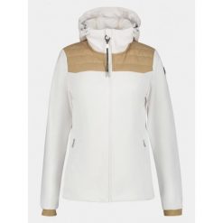 Kurtka softshell damska Luhta Arantila. Białe kurtki sportowe damskie Luhta, l, bez wzorów, z softshellu, bez ramiączek, bez kaptura, trekkingowe. W wyprzedaży za 431.65 zł.