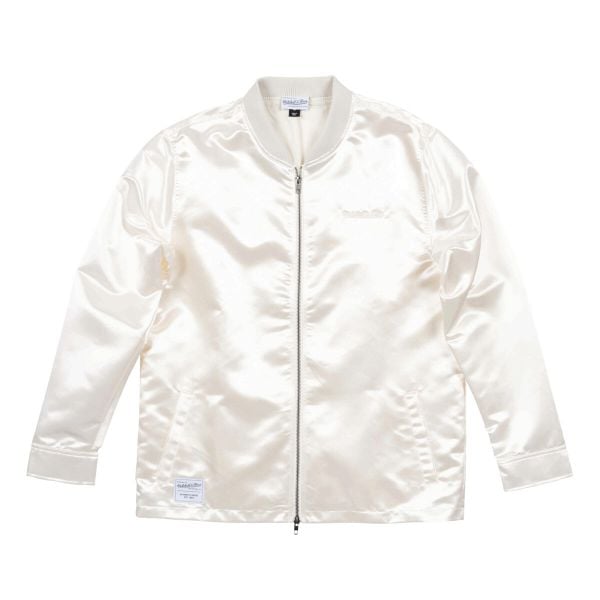 Kurtka Mitchell & Ness satin sports. Białe kurtki sportowe męskie Mitchell & Ness, m, bez wzorów, z satyny, bez kaptura. Za 525.50 zł.