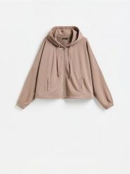 Bluza z kapturem - beżowy. Brązowe bluzy damskie Reserved, l, bez wzorów, z bawełny, bez ramiączek, z kapturem. Za 119.99 zł.