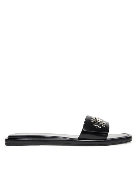 Tory Burch Klapki T Lock Slide 164676 Czarny. Czarne klapki damskie Tory Burch, bez wzorów, ze skóry, bez obcasa, bez zapięcia. Za 1,279.00 zł.