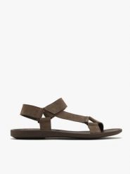 Szaro-brązowe sandały męskie z weluru. Brązowe sandały męskie Ryłko, bez wzorów, ze skóry, bez zapięcia. W wyprzedaży za 199.99 zł.