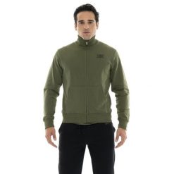Bluza z bawełna z zamek błyskawiczny na czas wolny. Zielone bluzy męskie LEONE 1947 APPAREL, bez wzorów, z bawełny, sportowe, bez ramiączek, bez kaptura. Za 147.31 zł.