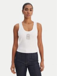 Fracomina Top FP26ST2003J42701 Biały Slim Fit. Białe topy damskie Fracomina, s, bez wzorów, z syntetyku, bez kołnierzyka, bez ramiączek. Za 219.99 zł.