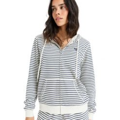 Bluza z kapturem dla Kobiety PERFECT STRIPE Niebieski. Niebieskie bluzy damskie Roxy, bez wzorów, z bawełny, bez ramiączek, z kapturem. Za 279.99 zł.