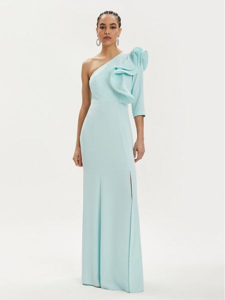 Rinascimento Sukienka wieczorowa CFC0117459003 Niebieski Regular Fit. Niebieskie sukienki damskie Rinascimento, s, bez wzorów, z syntetyku, wizytowe, bez kołnierzyka, bez ramiączek. Za 379.99 zł.