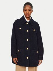Tommy Hilfiger Płaszcz wełniany WW0WW43762 Granatowy Regular Fit. Niebieskie płaszcze damskie Tommy Hilfiger, na zimę, bez wzorów, z wełny, bez kołnierzyka, bez kaptura. Za 1,439.00 zł.