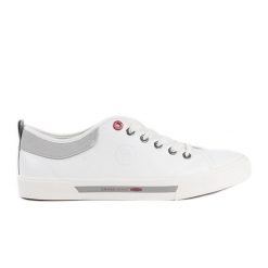 Białe męskie trampki Cross Jeans. Białe trampki męskie bez wzorów, z jeansu, eleganckie, bez zapięcia. Za 139.02 zł.