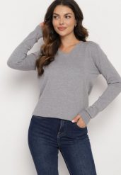 Szary Casualowy Sweter z Wełną i Kaszmirem z Dekoltem w Serek Vaivona. Szare swetry nierozpinane damskie Born2be, l, bez wzorów, z jeansu, eleganckie, bez kołnierzyka, bez ramiączek. Za 39.99 zł.