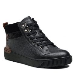 Trzewiki Go Soft. Czarne botki damskie GO SOFT, bez wzorów, bez obcasa, na płaskiej podeszwie, bez zapięcia. Za 169.99 zł.