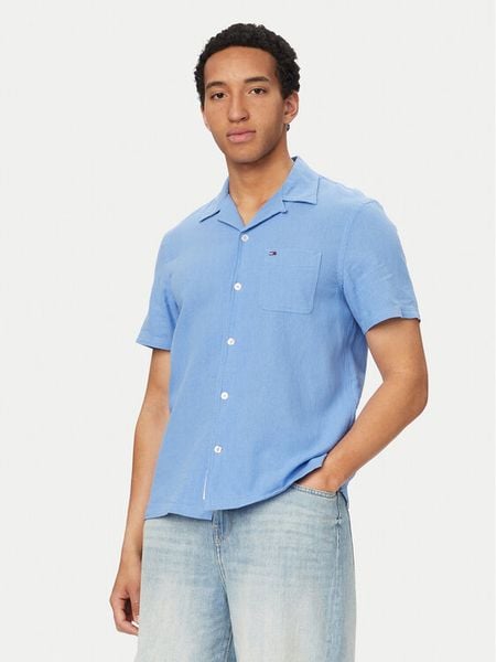 Tommy Jeans Koszula DM0DM23058 Niebieski Regular Fit. Niebieskie koszule męskie Tommy Jeans, m, bez wzorów, z bawełny, bez kołnierzyka, bez ramiączek. Za 214.99 zł.