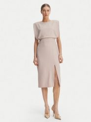 Rinascimento Sukienka koktajlowa CFC0127570003 Beżowy Slim Fit. Brązowe sukienki damskie Rinascimento, xl, bez wzorów, z syntetyku, wizytowe, bez kołnierzyka, bez ramiączek. Za 549.99 zł.