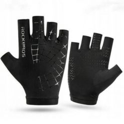 Rękawiczki rowerowe / sportowe ROCKBROS (S202) elastyczne. Czarne rękawiczki męskie ROCKBROS, bez wzorów, z materiału. Za 29.99 zł.