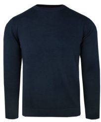 Męski Sweter z Okrągłym Dekoltem (U-Neck) - Alties - Ciemnoniebieski. Niebieskie swetry męskie Alties, l, bez wzorów, z bawełny, casualowe, bez kołnierzyka, bez ramiączek. Za 159.00 zł.