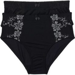 Figi modelujące z haftem (2 pary). Brązowe majtki damskie bonprix, z bawełny. Za 65.98 zł.