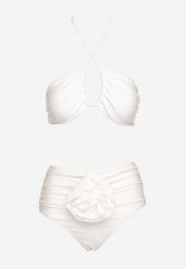 Białe Bikini 2-Częściowe Stanik Wiązany na Szyi Figi z Podwyższonym Stanem Tegelia. Białe bikini Born2be, l, z aplikacjami. Za 79.99 zł.