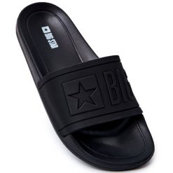 Klapki Męskie Big Star Gumowe Czarne DD174690. Czarne klapki męskie z aplikacjami, z gumy, bez zapięcia. Za 128.00 zł.