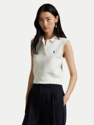 Polo Ralph Lauren Sweter 211970666001 Biały Regular Fit. Białe swetry nierozpinane damskie Polo Ralph Lauren, m, bez wzorów, z bawełny, bez kołnierzyka, bez ramiączek. Za 419.99 zł.