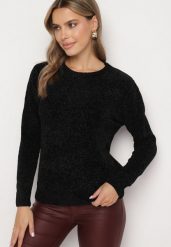 Czarny Klasyczny Sweter z Bawełną Zinvera. Czarne swetry nierozpinane damskie Born2be, l, bez wzorów, z bawełny, eleganckie, bez kołnierzyka, bez ramiączek. Za 54.99 zł.