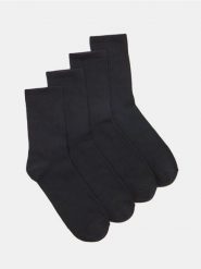 Prążkowane skarpetki 4 pack - czarny. Czarne skarpetki damskie Sinsay, bez wzorów, prążkowane. Za 12.99 zł.