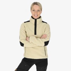 Bluza polarowa do wędrówek damska Swedemount Nordkap Pile Halfneck. Białe bluzy damskie SWEDEMOUNT, bez wzorów, z polaru, sportowe, bez ramiączek, bez kaptura. Za 399.99 zł.