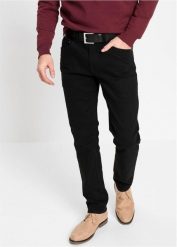 Jeansy slim fit, straight. Czarne jeansy męskie bonprix, z jeansu. Za 149.99 zł.
