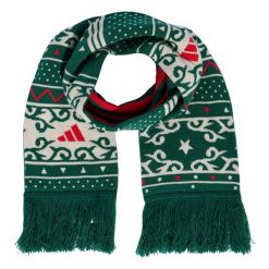Szalik z grafiką bożonarodzeniową. Białe szaliki męskie Adidas, bez wzorów, z dzianiny. Za 139.00 zł.