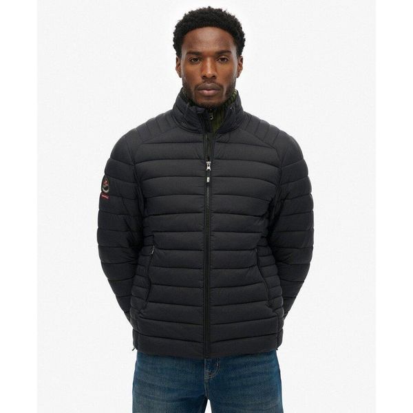 Kurtka puchowa Superdry Fuji Lite. Czarne kurtki męskie Superdry, xl, bez wzorów, z puchu, eleganckie, bez kaptura. Za 398.70 zł.