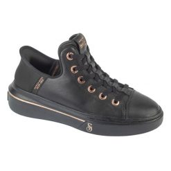 Buty sportowe Sneakersy damskie, Slip-Ins: Snoop One - OG Leather. Czarne obuwie sportowe damskie Skechers, bez wzorów, bez zapięcia, trekkingowe. Za 449.99 zł.