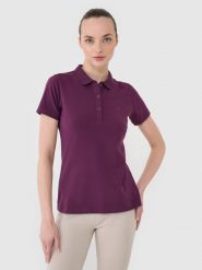 4F Koszulka polo slim damska - fioletowa XXL. Fioletowe bluzki damskie 4F, xs, bez wzorów, z bawełny, klasyczne, bez kołnierzyka, bez ramiączek. W wyprzedaży za 59.99 zł.