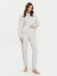 Guess Piżama O5RX09 KCMB2 Szary Regular Fit. Szare piżamy damskie Guess, z aplikacjami, z syntetyku, bez ramiączek. Za 209.99 zł.