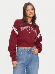 Tommy Jeans Sweter Varsity DW0DW18692 Czerwony Relaxed Fit. Czerwone swetry nierozpinane damskie Tommy Jeans, m, bez wzorów, z bawełny, bez kołnierzyka, bez ramiączek. W wyprzedaży za 269.99 zł.