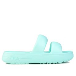 Klapki damskie sportowe Fila SUPERBUBBLE SLIDE. Zielone klapki damskie Fila, bez wzorów, sportowe, bez obcasa, bez zapięcia. Za 79.00 zł.