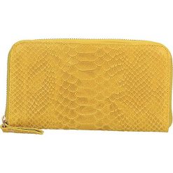 Skórzany portfel w kolorze żółtym - 20 x 11 x 3 cm. Żółte portfele damskie ORE10, z materiału. W wyprzedaży za 109.95 zł.