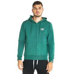 Bluza z bawełna z kaptur na czas wolny na co dzień. Zielone bluzy męskie LEONE 1947 APPAREL, bez wzorów, z bawełny, bez kaptura, na fitness i siłownię. W wyprzedaży za 164.19 zł.